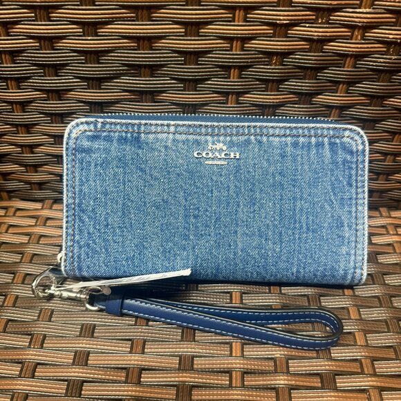 coach Long Zip Around Wallet In Denim cao79 - Picture 1 of 6